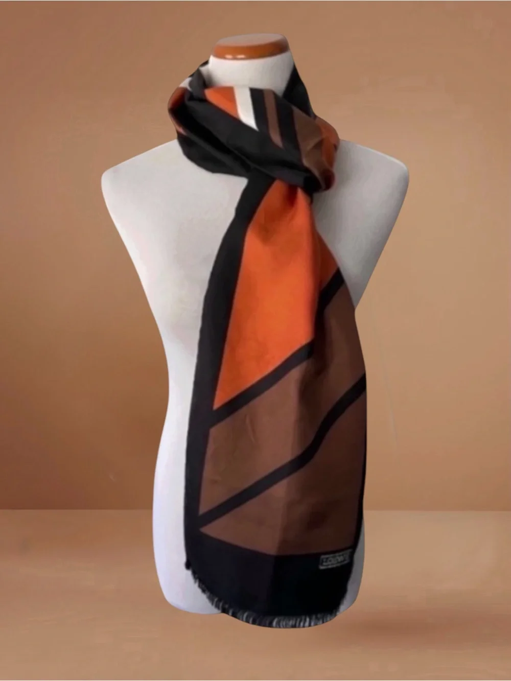 LOEWE Silk Fringe Scarf Hand Rolled